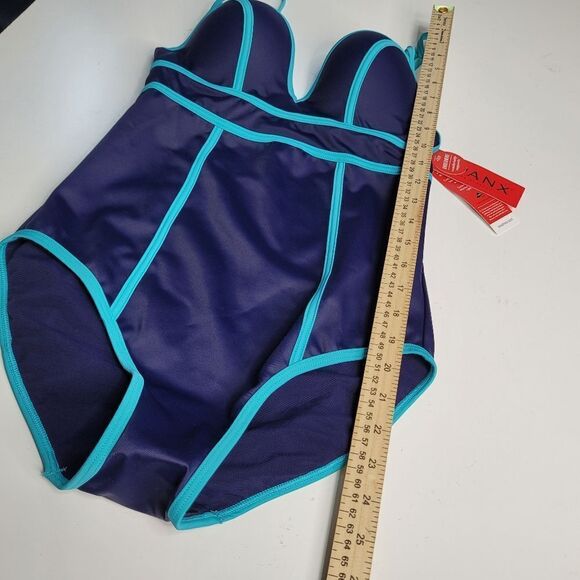 $140 NEW SPANX 8 SHAPING UNDERWIRE ONE PIECE BLUE TURQUOISE  SWIMSUIT NWT - Picture 4 of 10